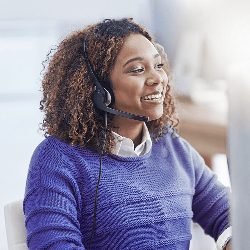 Cheerful customer service representative