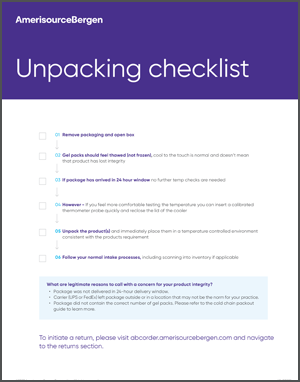 Undocking Checklist Unpacking checklist